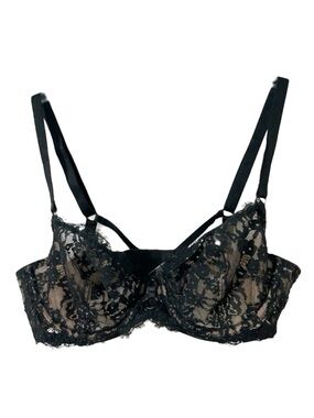Victoria's Secret Very Sexy Unlined Demi Black Sheer Lace Bra Hooks Size 34B